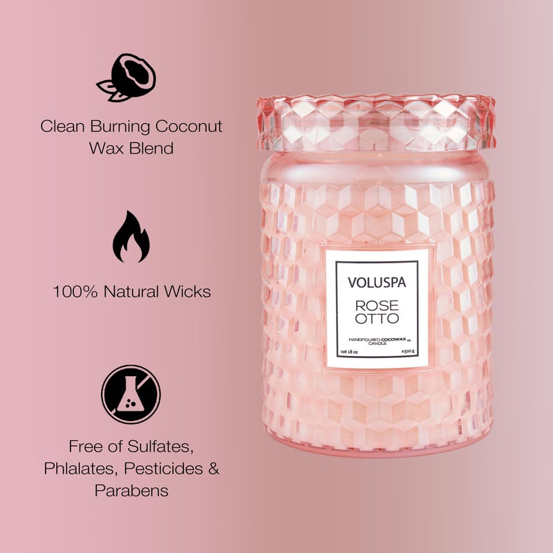 Voluspa Rose Otto, Large Candle Jar, 18 Ounce, 100 Hour Burn Time, Coconut Wax for Clean Burning, Handcrafted in The USA - Image 4